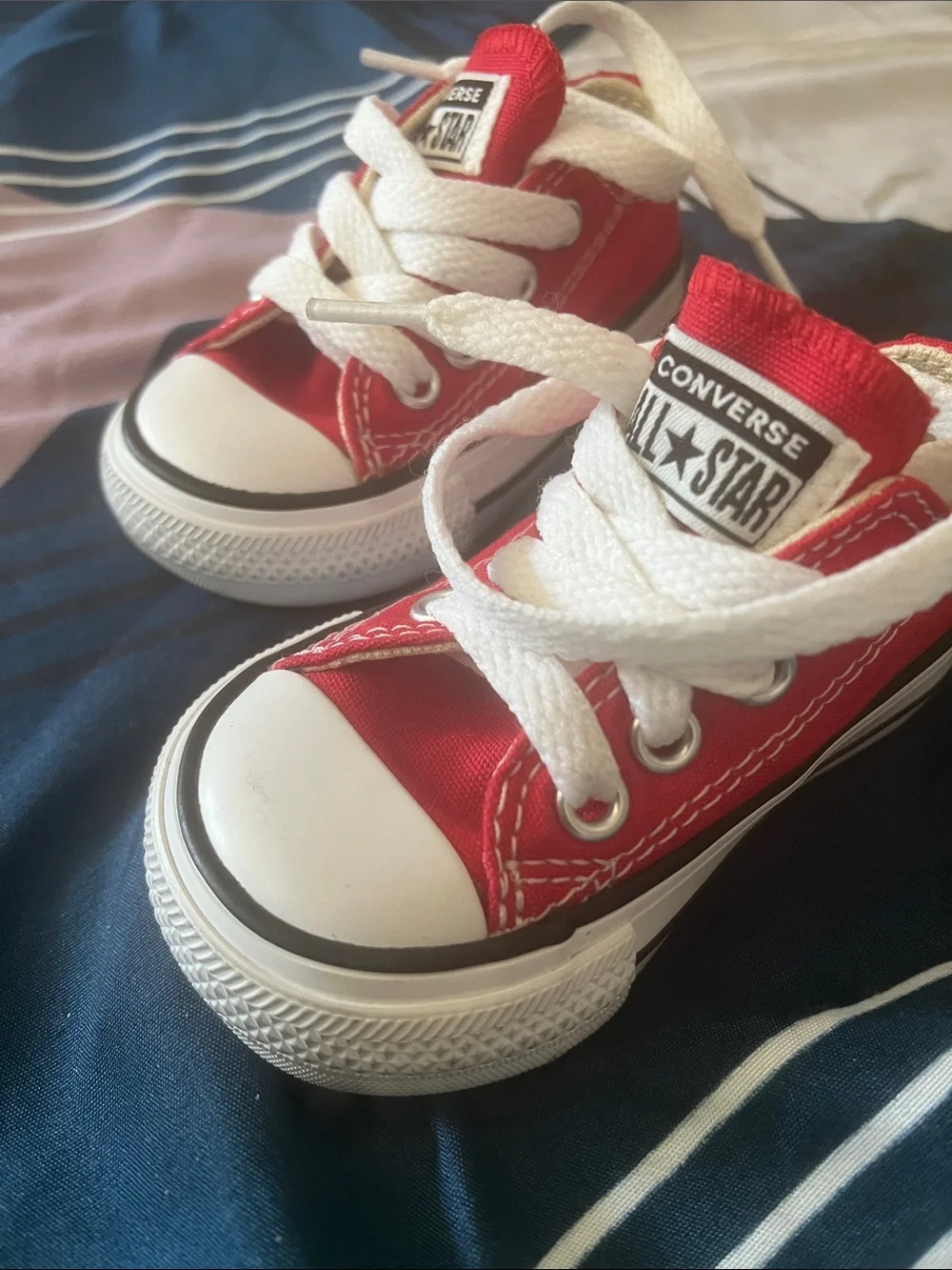 Converse Red Canvas Baby Low-Top Sneakers with White Laces